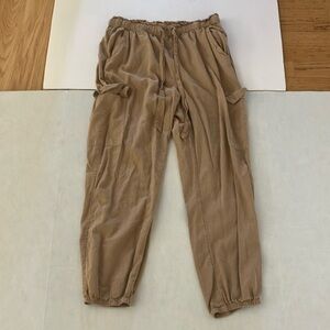 Aerie Tan Cargo Pants with Elastic Waistband